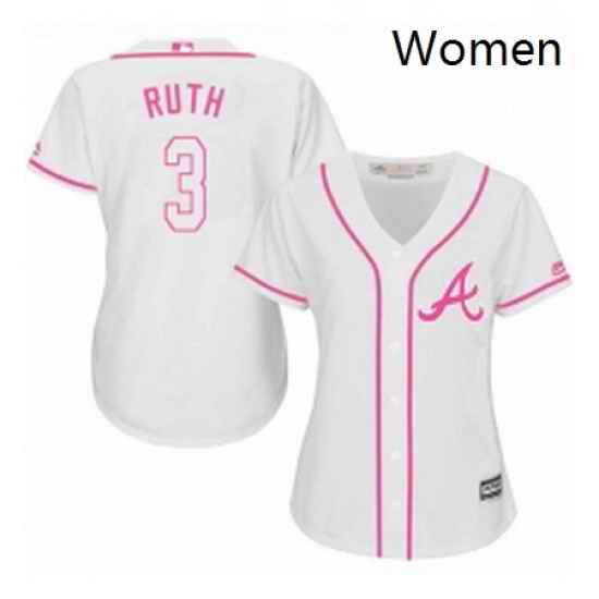 Womens Majestic Atlanta Braves 3 Babe Ruth Authentic White Fashion Cool Base MLB Jersey